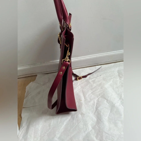 Sophie Hulme Leather tote bag Shoulder bag Burgundy Red See Description - Picture 4 of 9